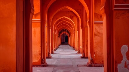 Obraz premium Orange arches, building, architecture, interior design, entrance