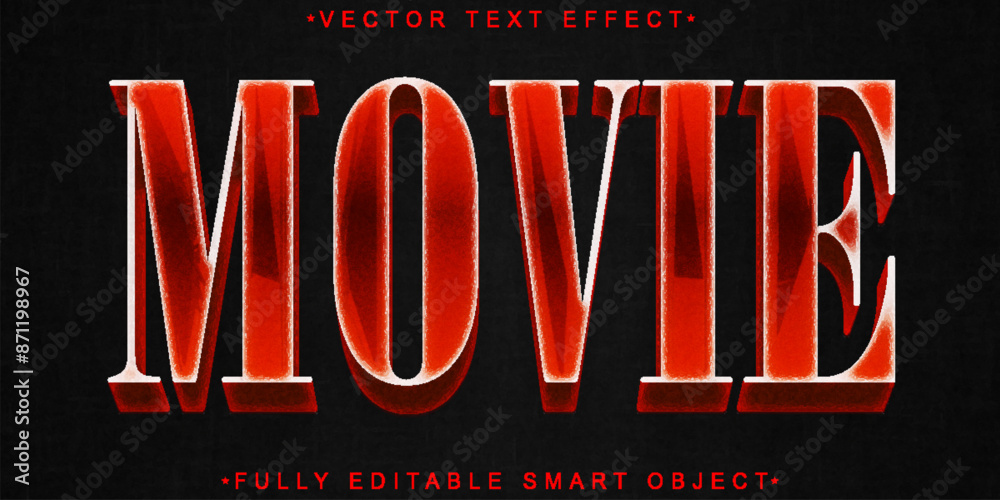 Poster red movie vector fully editable smart object text effect