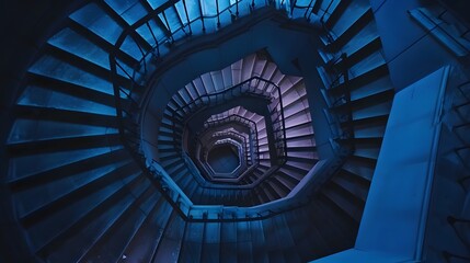 Blue spiral staircase