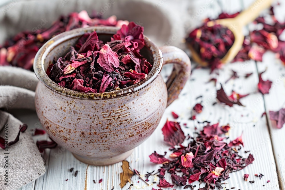 Canvas Prints Jug of hibiscus tea on table