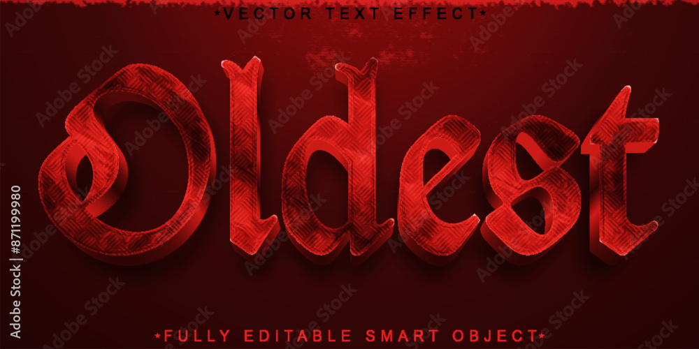 Poster red oldest vector fully editable smart object text effect