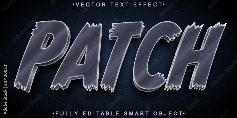 Poster jean patch vector fully editable smart object text effect