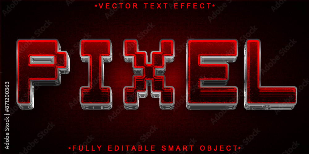 Poster Red Pixel Vector Fully Editable Smart Object Text Effect