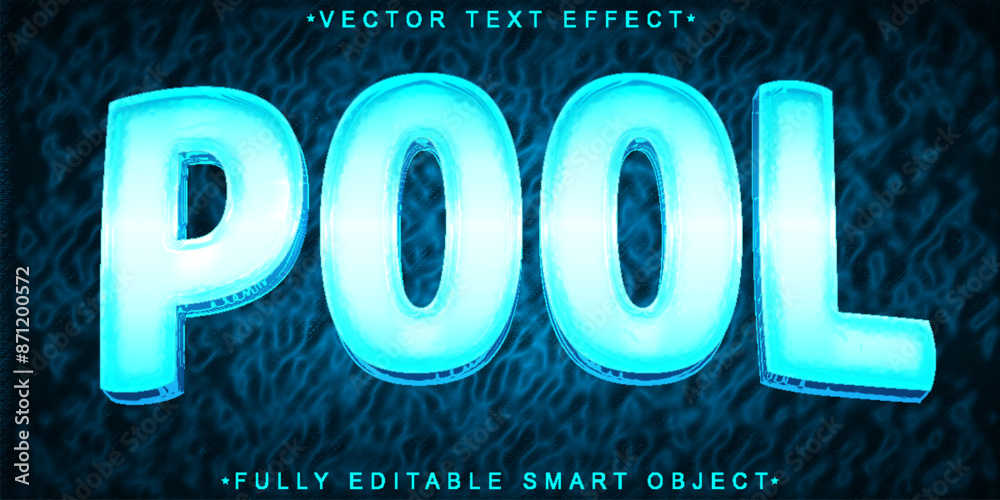 Poster blue pool vector fully editable smart object text effect