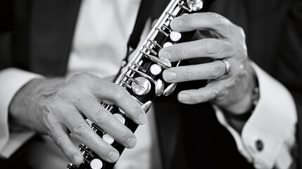 Fototapeta premium close-up of an oboist player in an orchestra