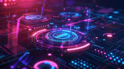 Futuristic Holographic Interface Background for Technology Presentations