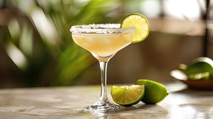 Refreshing Margarita with Lime Garnish