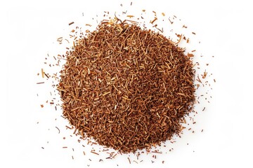 Many piles of rooibos tea on white background top view