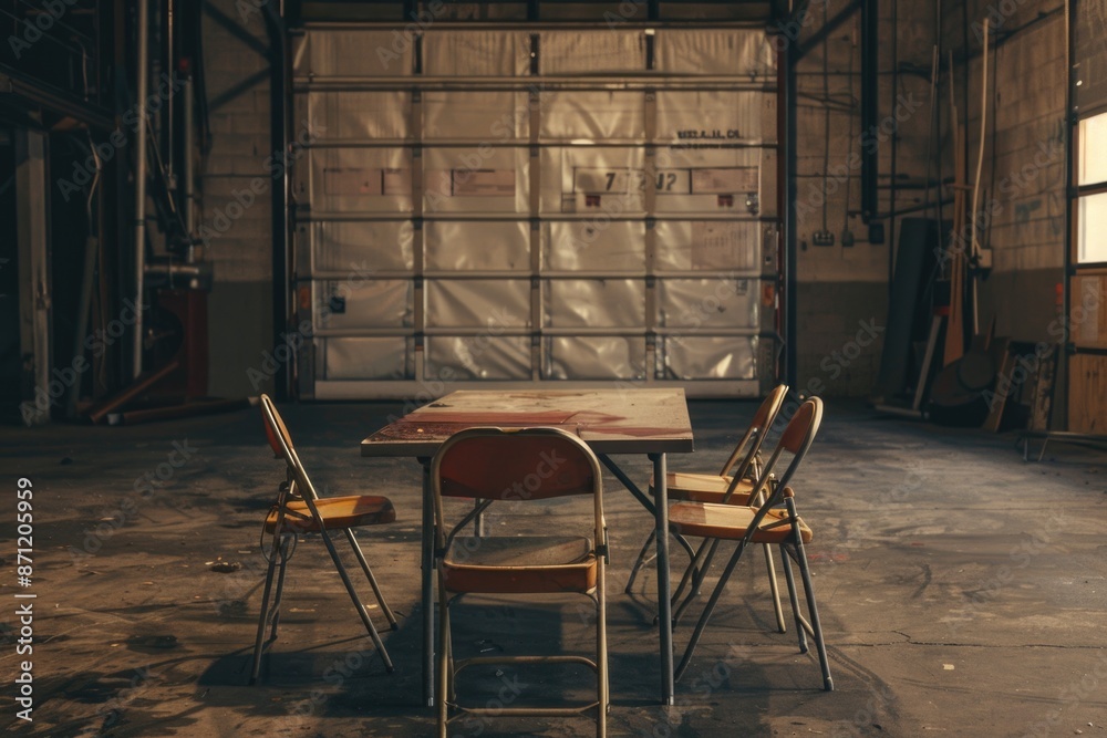 Aufkleber a comfortable room with a table and chairs for working, studying or relaxing