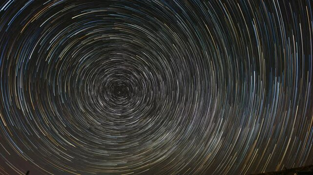 Star trails circling around Polaris left justified 
