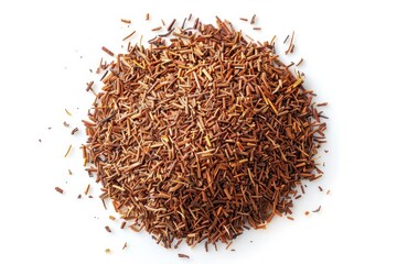 Fototapeta premium Pile of rooibos tea on white background overhead view