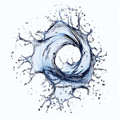 Water splash isolated spinning on white