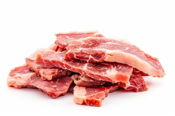 Pork meat separated on white backdrop