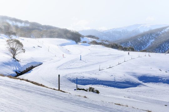 Falls Creek snow fields. Alpine region of Victoria. Australia.
