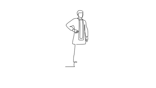 Animated self drawing of Philippines traditional clothes video design illustration. Traditional fashion country themes design with simple linear continuous line concept. Traditional fashion education