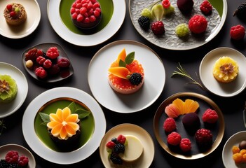 elegant plated desserts artistic garnishes fine dining experience, presentation, luxury, gourmet, decoration, exquisite, decorative, cuisine, upscale