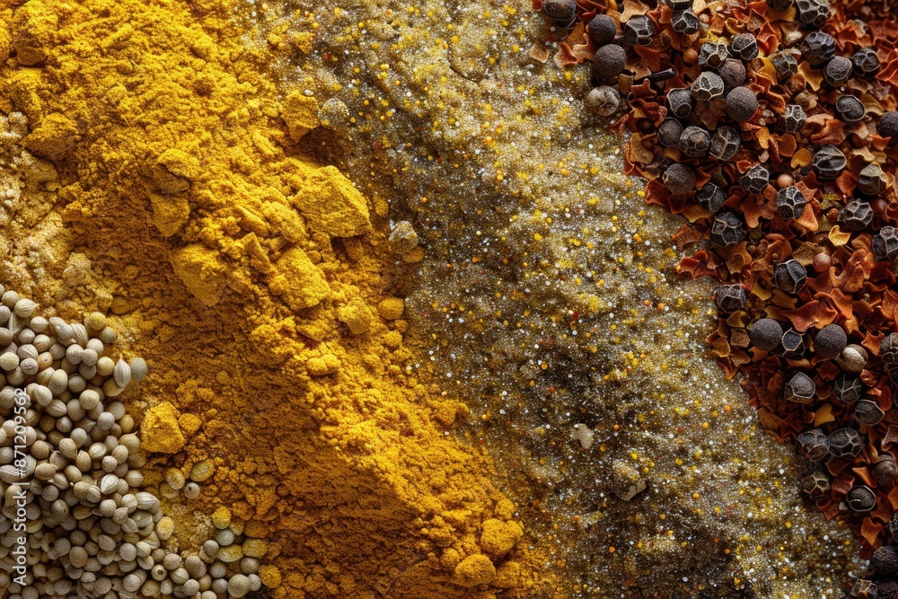 Poster close-up view of various spices