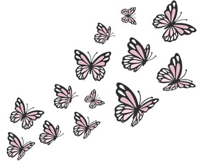 flat flock butterfly Vector illustration design for print, graphic, poster, sticker, fashion, slogan tee, t shirt.