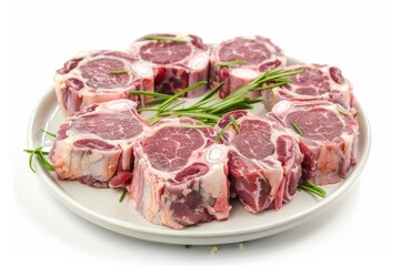 Raw beef oxtail isolated on white background