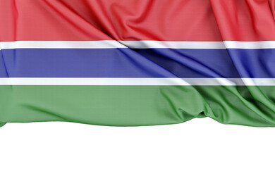 Flag of Gambia isolated on white background with copy space below. 3D rendering