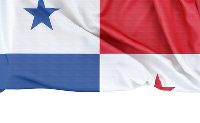 Flag of Panama isolated on white background with copy space below. 3D rendering