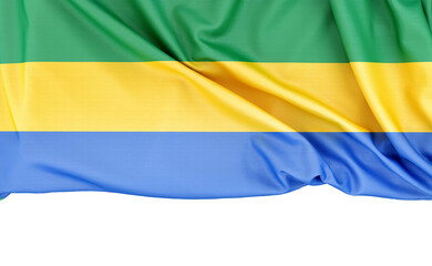 Flag of Gabon isolated on white background with copy space below. 3D rendering