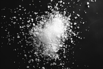 Obraz premium A close-up shot of a pile of sugar in black and white