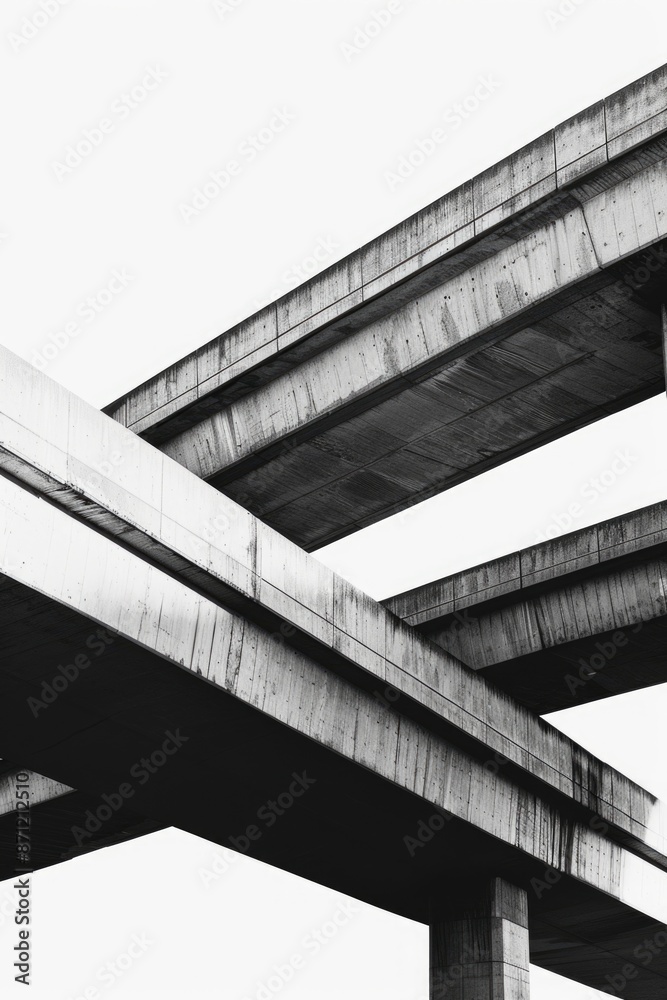 Aufkleber A black and white photo of a highway overpass, perfect for use in urban or infrastructure projects