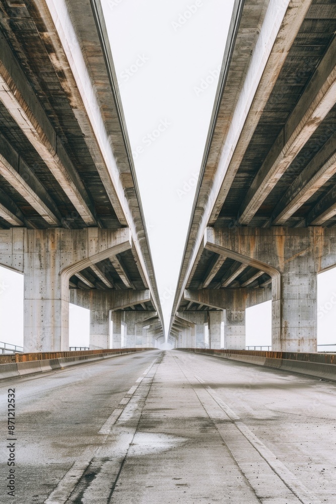 Aufkleber a simple image of two bridges crossing over a road, perfect for use in urban planning or infrastruct