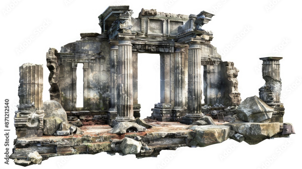 Poster A historic building with ancient columns and statues