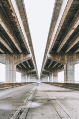Fototapeta premium A simple image of two bridges crossing over a road, perfect for use in urban planning or infrastructure projects
