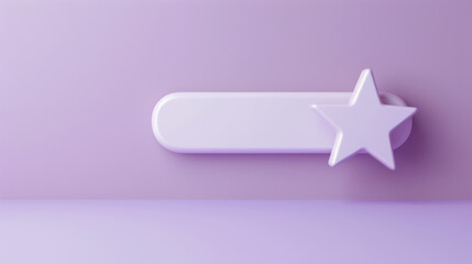 Fototapeta premium A minimalist 3D render of a white search bar with a star icon on a pastel purple background