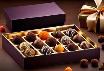 elegant box handcrafted chocolate gourmet confectionery gift set, truffle, sweet, delicious, luxury, dessert, treat, artisanal, indulgence, present
