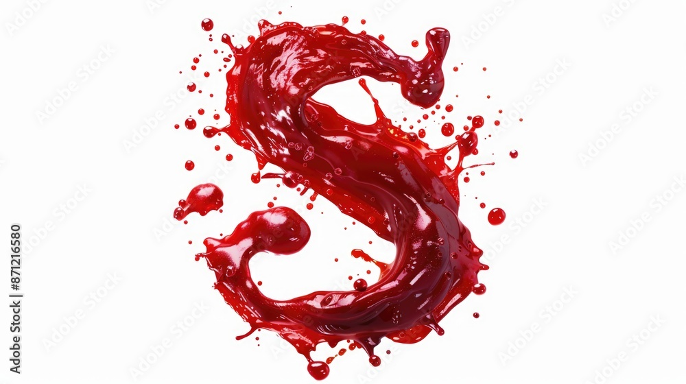 Poster a creative representation of the alphabet using red liquid