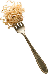 A fork of cooked ramens ready to be eat  - Ready to use Premium PNG Cutout Isolated image