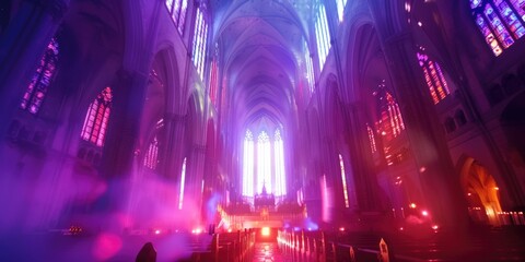 Obraz premium A large cathedral with numerous windows and stained glass design