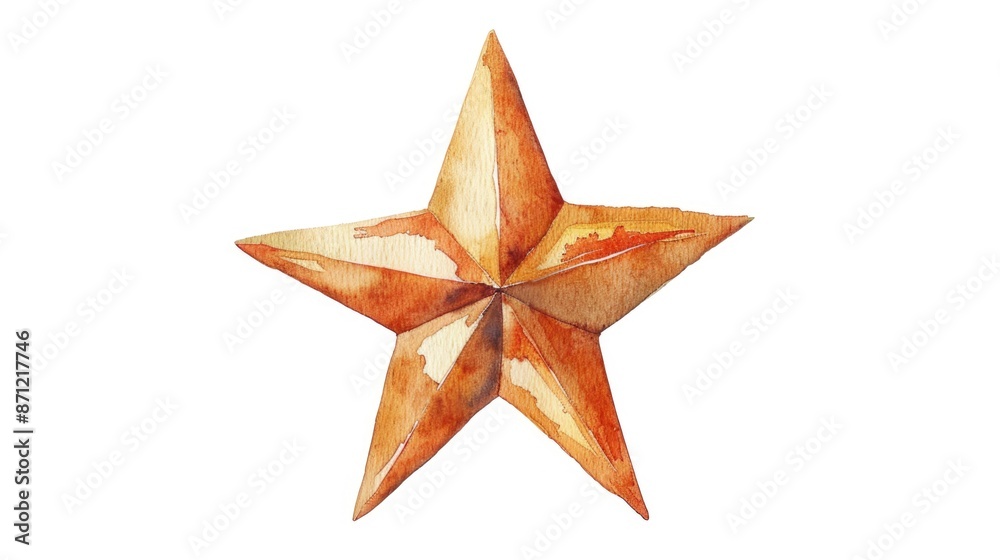 Poster a delicate watercolor star on a pure white background, perfect for adding a touch of celestial charm