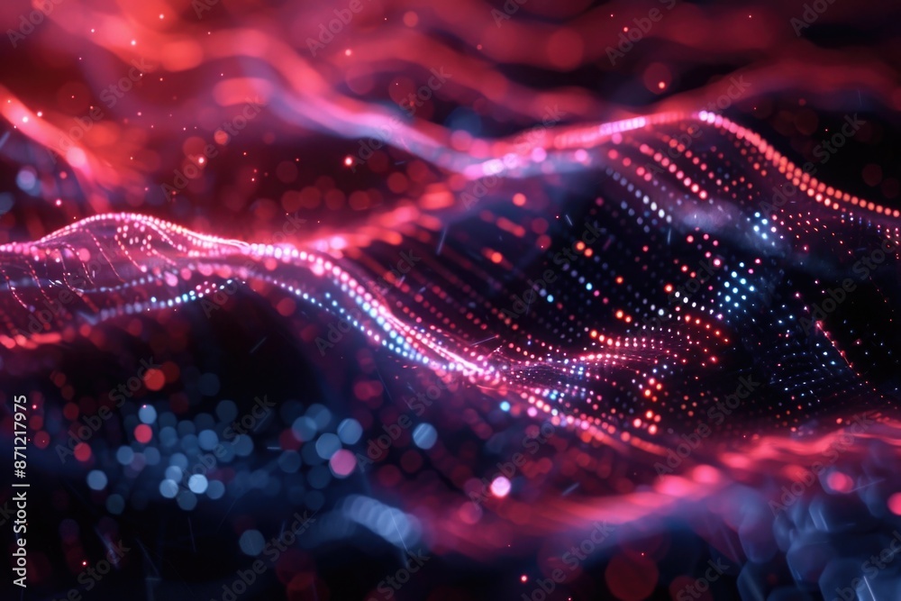 Poster A vibrant red and blue abstract background featuring dynamic lights, perfect for adding visual interest to your project
