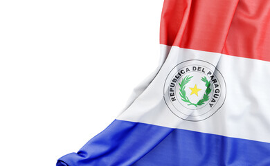 Flag of Paraguay with empty space on the left. Isolated. 3D Rendering