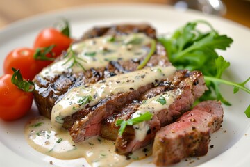 Steak with creamy sauce