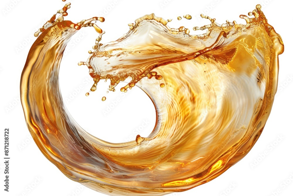 Poster a large wave of liquid crashes onto a white surface, creating a dramatic splash
