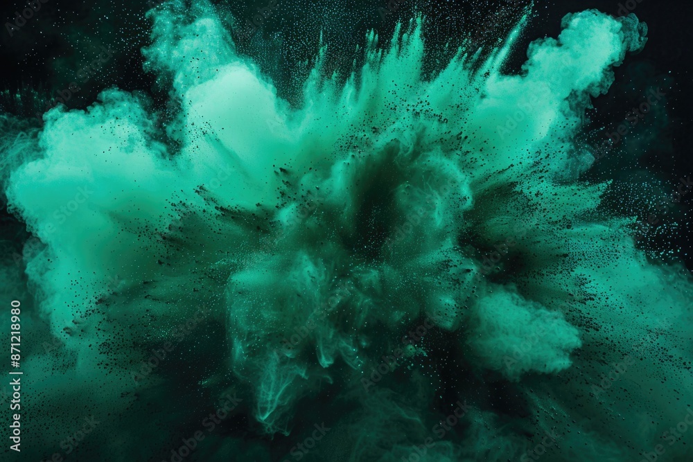 Poster a dramatic moment when powder explodes into the air, suitable for use in action or adventure scenes