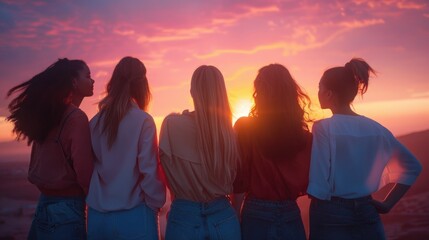A group of women standing side by side, united and strong