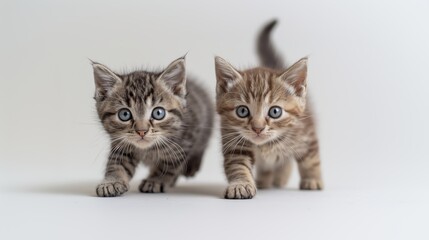 Obraz premium Adorable Kittens Posing in Studio on White Background 