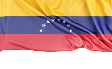 Flag of Venezuela isolated on white background with copy space below. 3D rendering