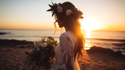 bride at her beach ceremony