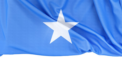 Flag of Somalia on white background with copy space below. 3D rendering
