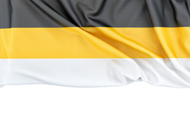 Flag of Russian Empire isolated on white background with copy space below. 3D rendering