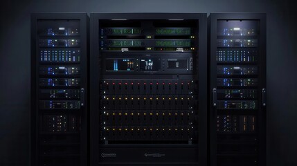 Modern server technology. Efficiency and reliability concept