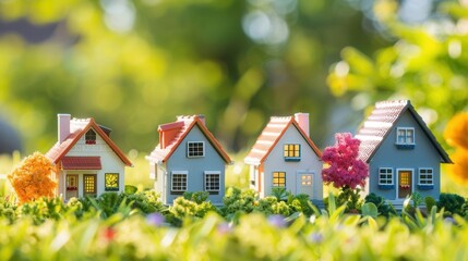 Modern real estate investment. Real estate involves investing in properties concept